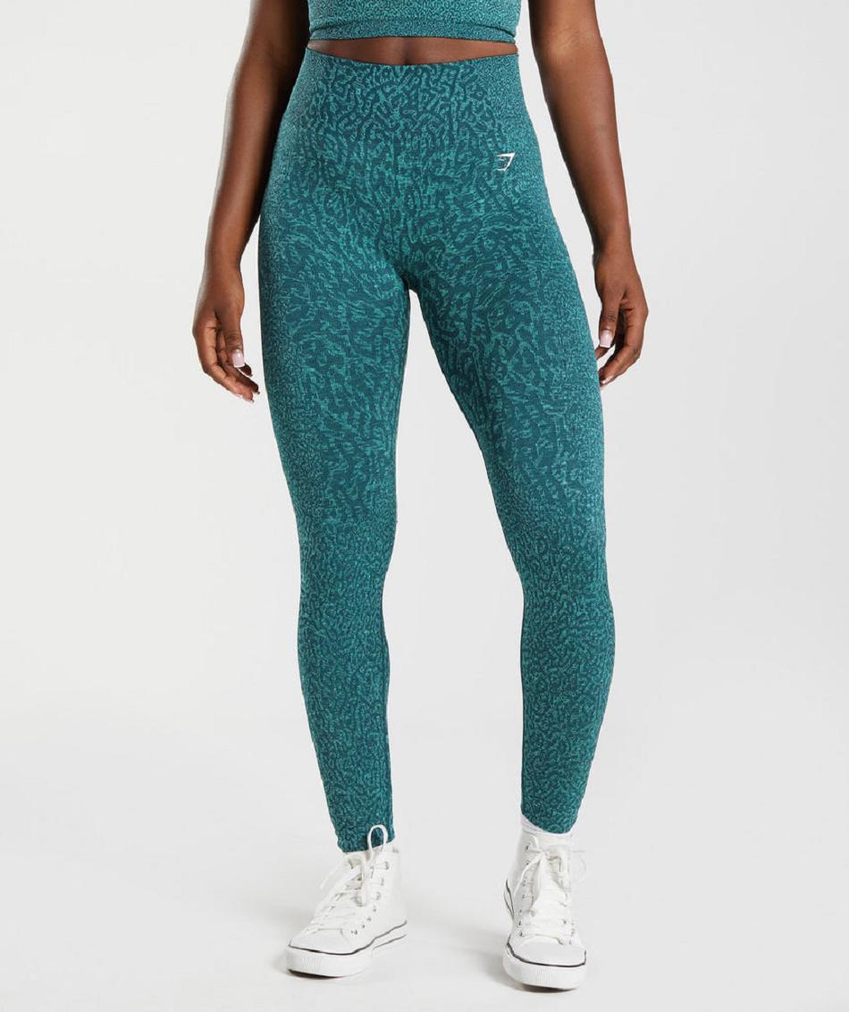 Legginsy Damskie Gymshark Adapt Animal Seamless Turkusowe | PL 2247DFM